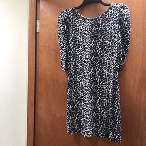 white leopard mini dress open back size  M